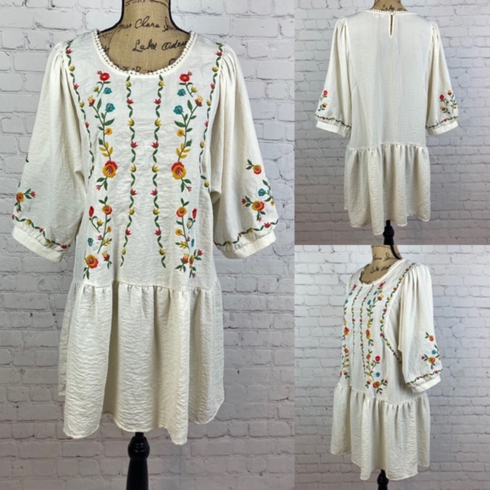 Umgee Embroidered Floral Babydoll Dress main image 1